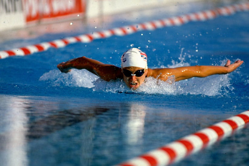 Sharron Davies in a swimming pool