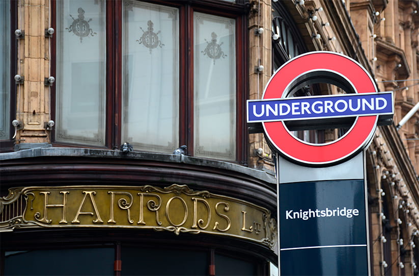 A Knightsbridge underground station sign