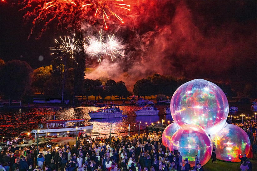 Fireworks and a crowd at Henley festival