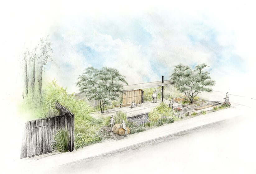 An artistic rendition of the Asthma Lung UK Breathing Space Garden 