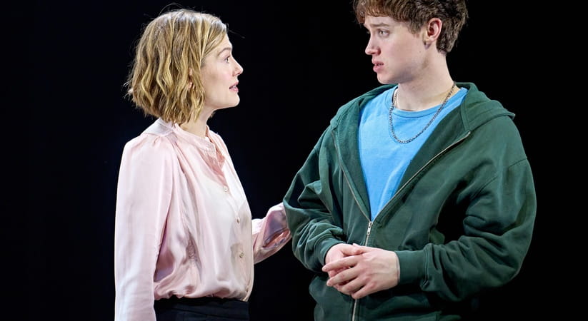 Rosamund Pike and Cormac McAlinden performing in Inter Alia at the Wyndhams Theatre in London