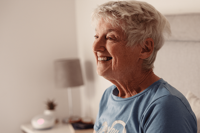 Jean, an older woman, smiling