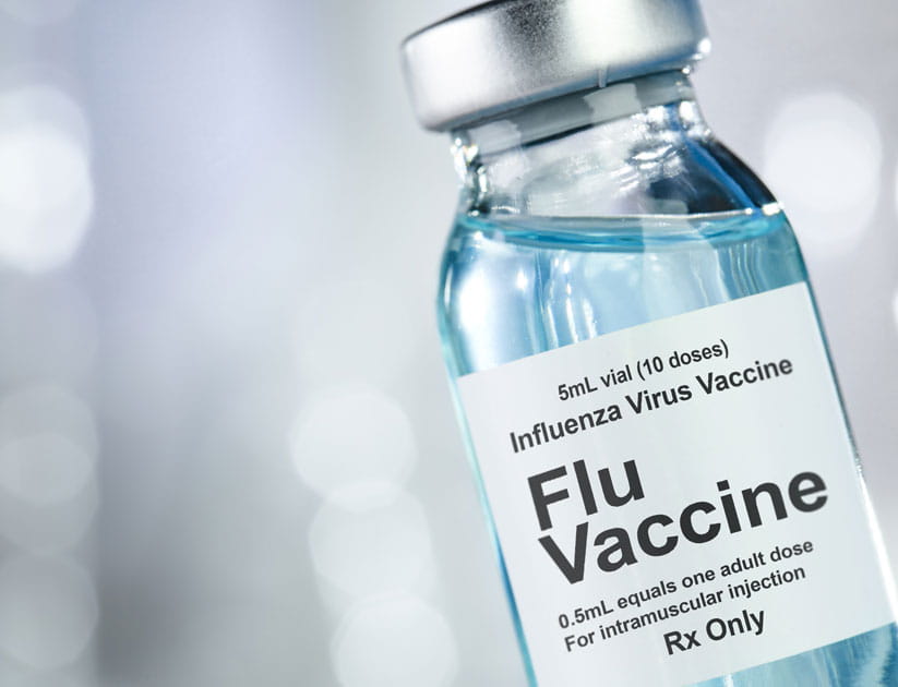 Small drug vial with influenza vaccine