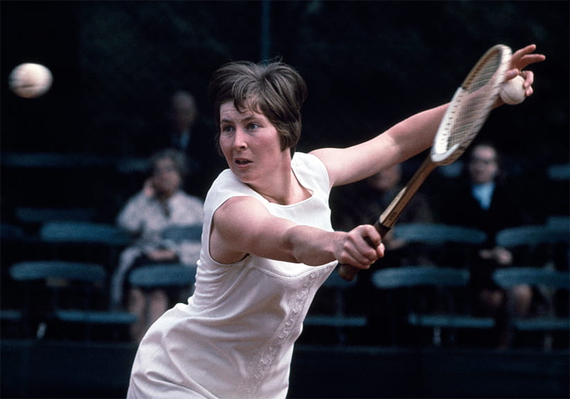  Christine in action playing tennis in the late Sixties