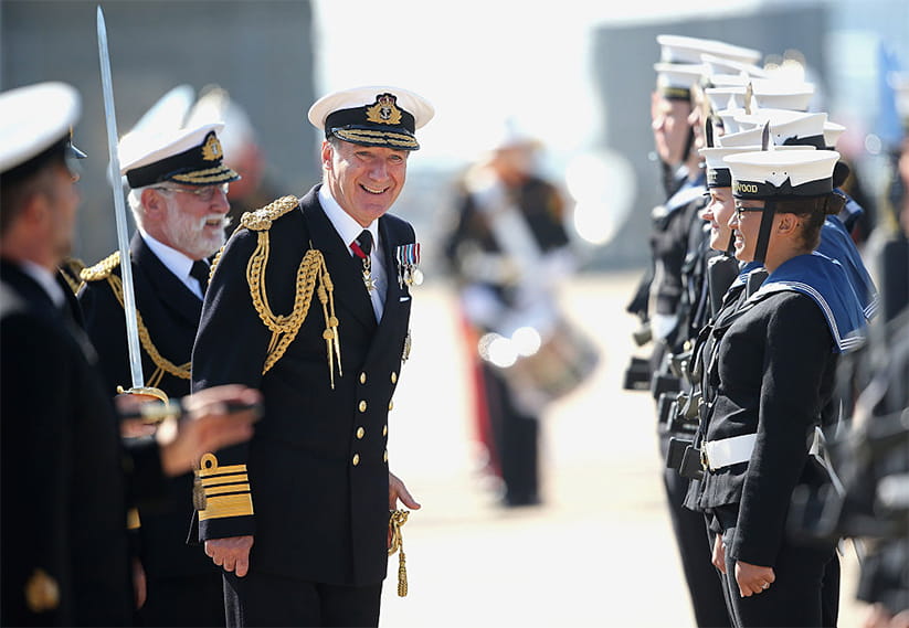 Admiral Sir George Zambellas presenting medals in 2015 in Portsmouth