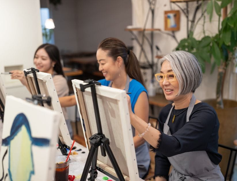 Woman at painting class