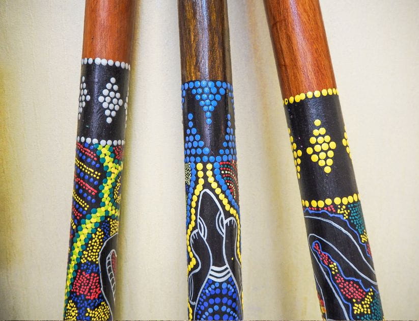 A picture of three didgeridoo