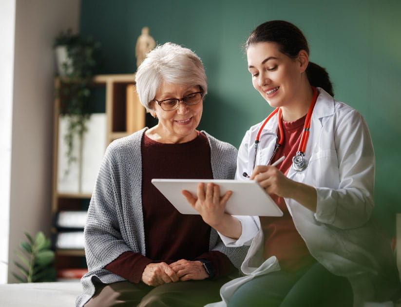 Patient and a doctor in medical office
