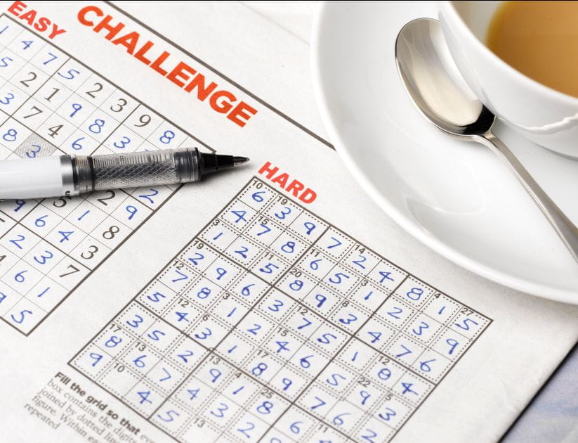 sudoku puzzle in a newspaper