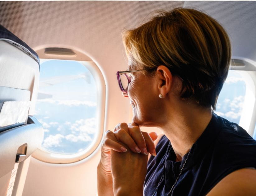 Woman on an airplane