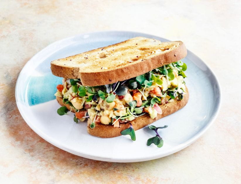 A vegetarian chickpea sandwich