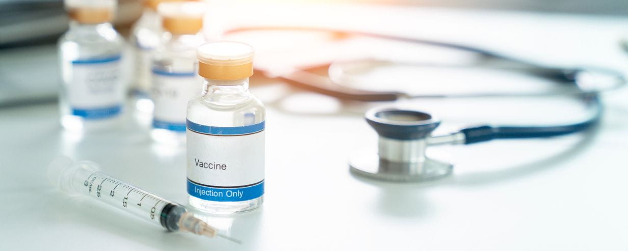 Vaccine with syringe and medical equipment