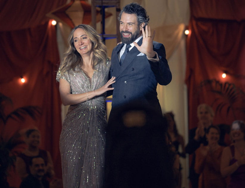 Sarah Solemani  (left) and Tom Cullen (right) in a scene from ITV's 'The Party'