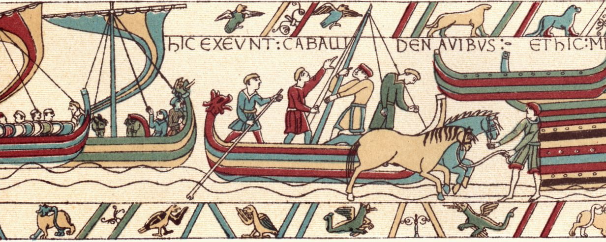 Illustration of boats landing on the tapestry