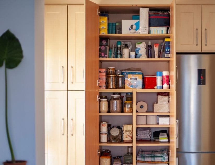 Storage room with organised pantry items