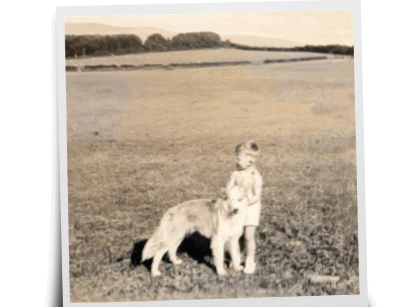 A picture of a young Tony with his dog
