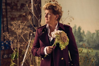 Clare Balding behind the scenes for the Saga Magazine photoshoot