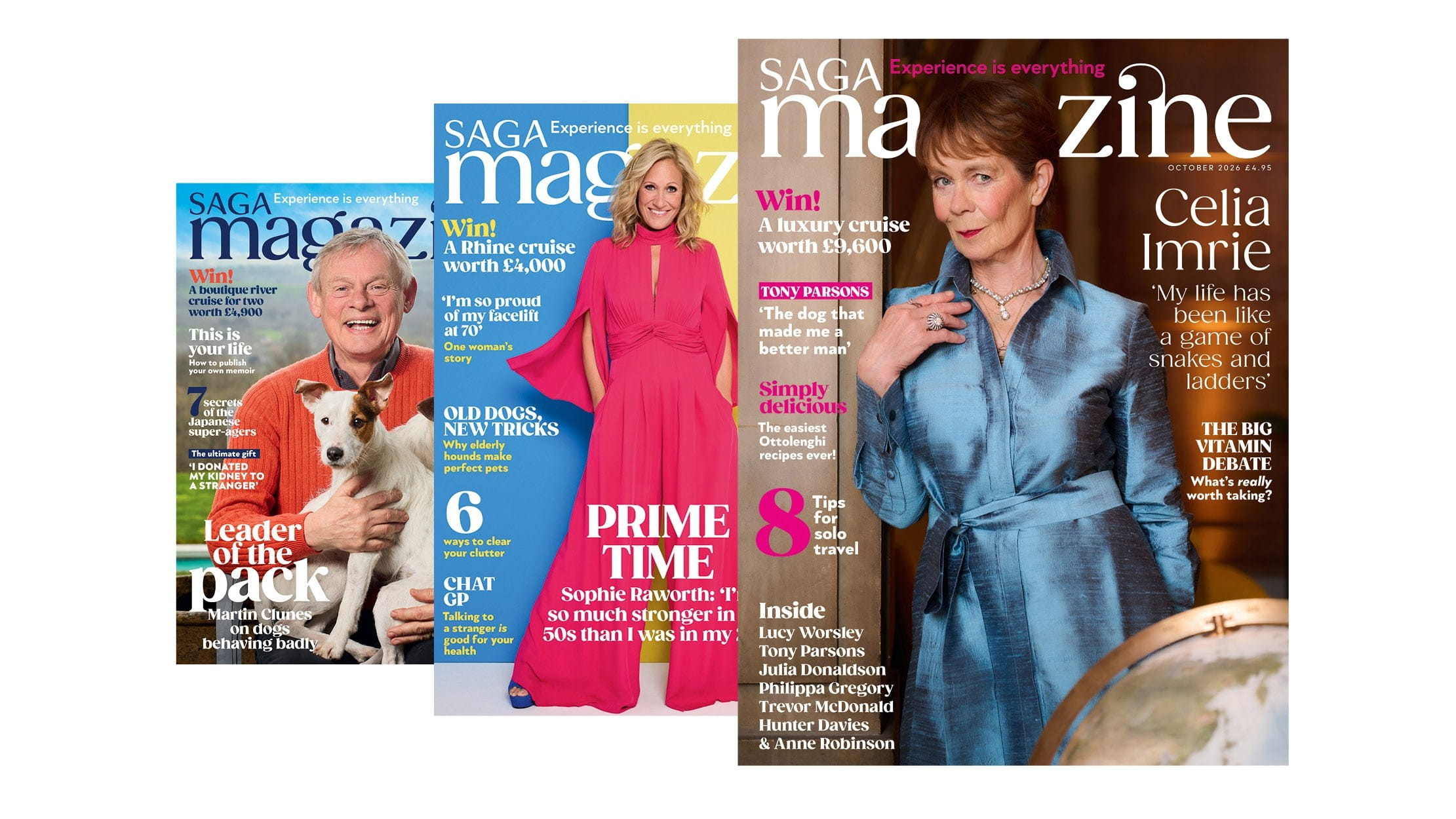 Three of the most recent Saga magazine covers