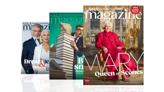 Three of the most recent Saga magazine covers