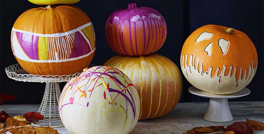 several painted pumpkins