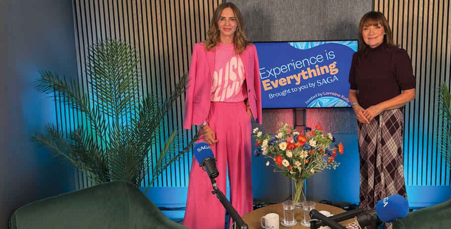 Trinny Woodall and Lorraine Kelly in the Experience is Everything podcast studio