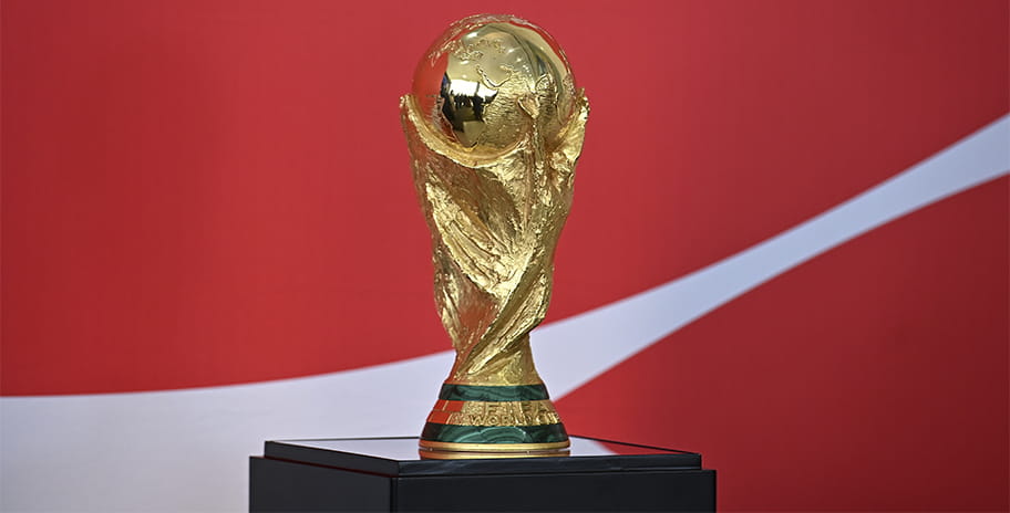 The World Cup with a red background