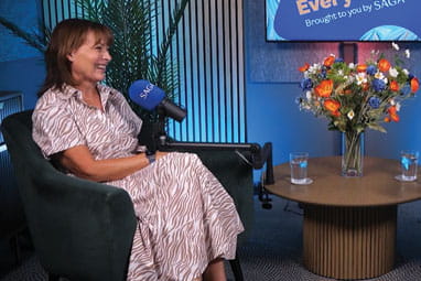 Lorraine Kelly being interviewed by Susie Dent on the Experience is Everything Podcast