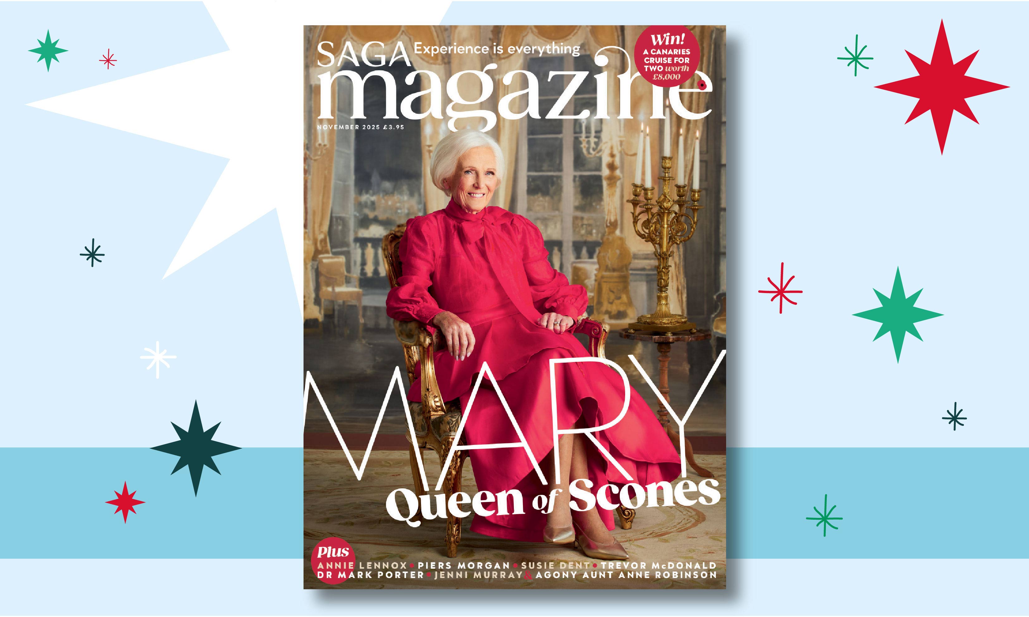 Mary Berry on the cover of a Saga print magazine