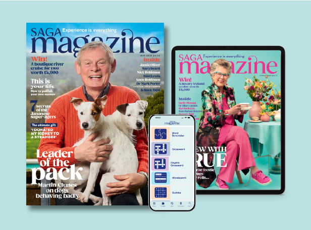 A print magazine, a phone and a tablet