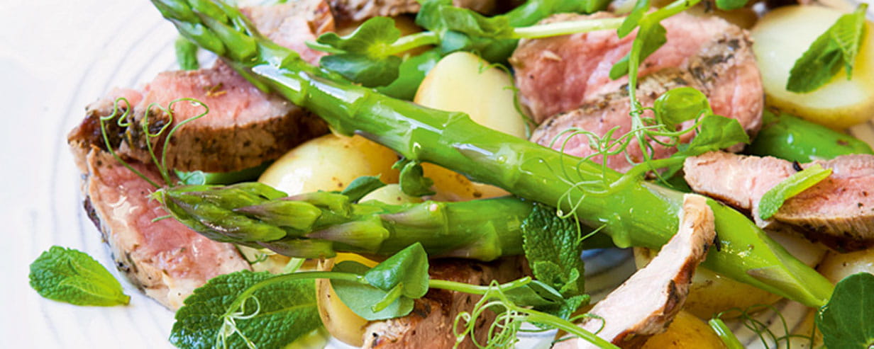 The Hairy Bikers' lamb, asparagus and mint salad