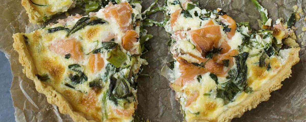 smoked salmon and watercress quiche