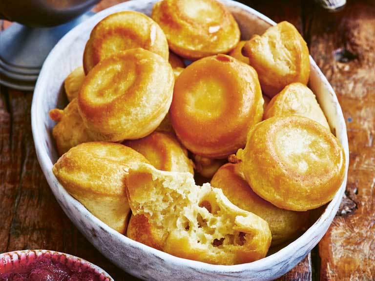 Yorkshire puddings in a serving dish
