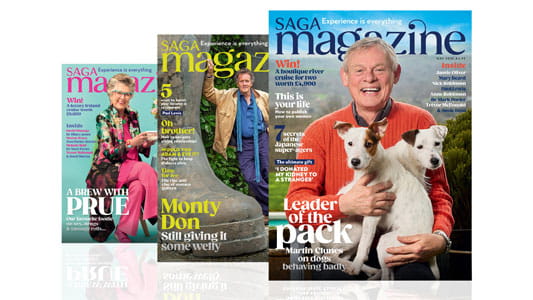 Three of the most recent Saga Magazine print editions