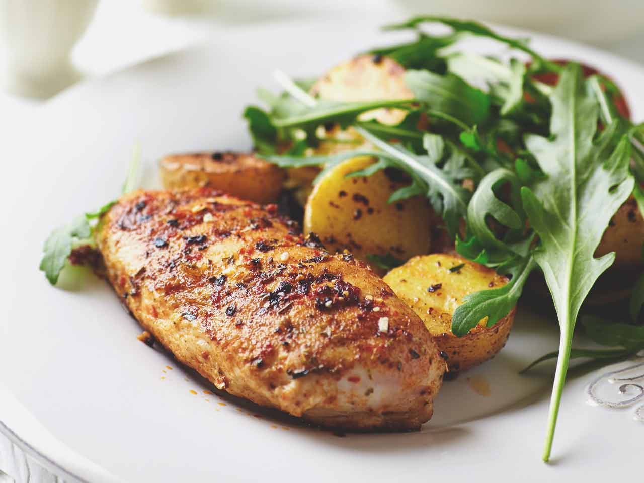 Baked chicken and salad