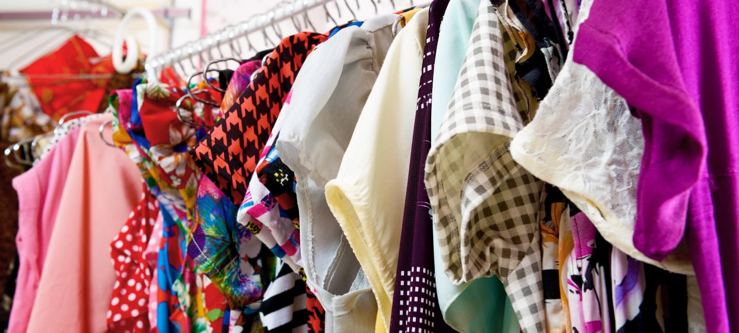 A rack of vintage clothes
