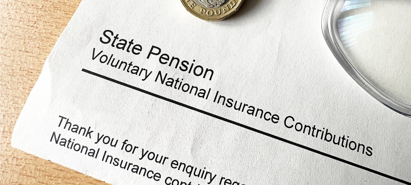 A letter with the words 'State Pension | Voluntary National Insurance Contributions' printed on it