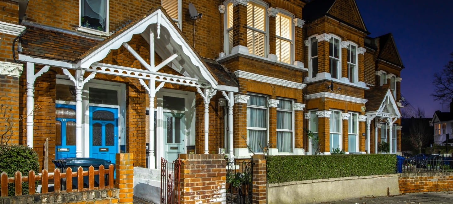 Chiswick suburb in the night, London