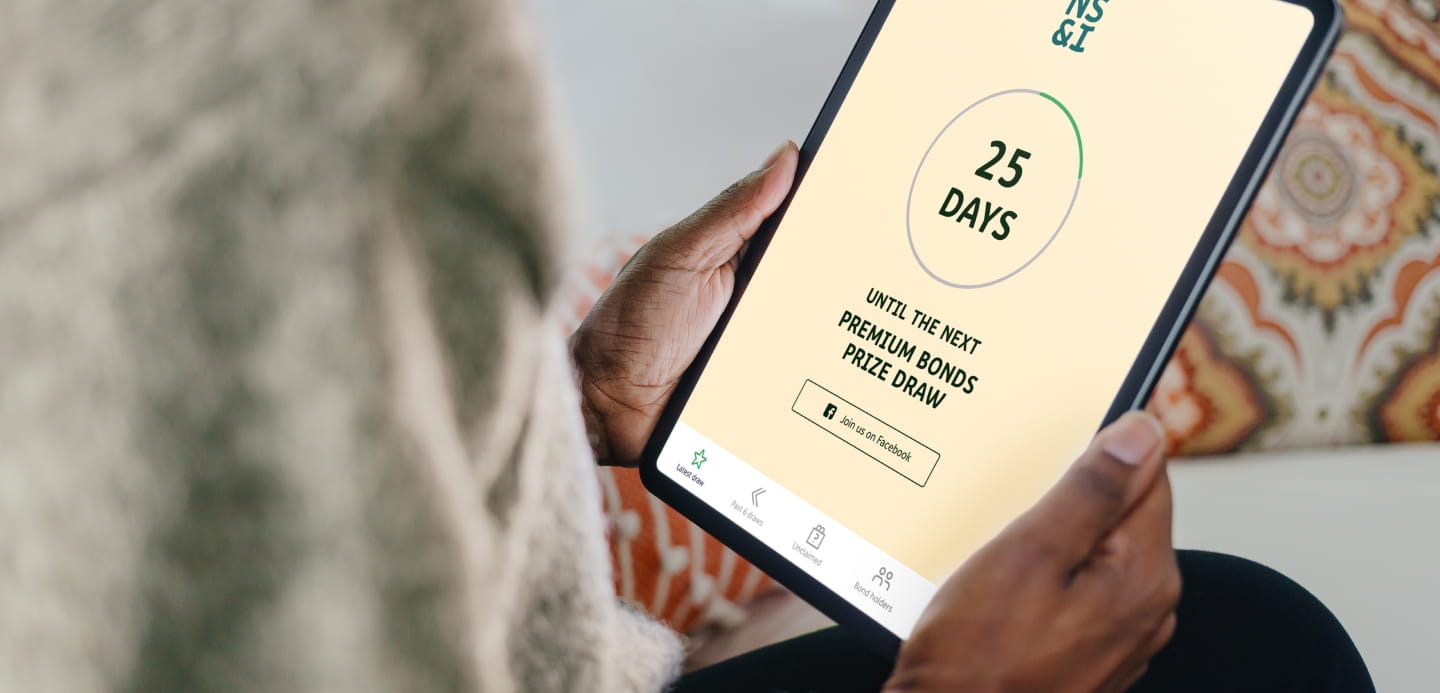 An iPad showing a Premium Bonds screen