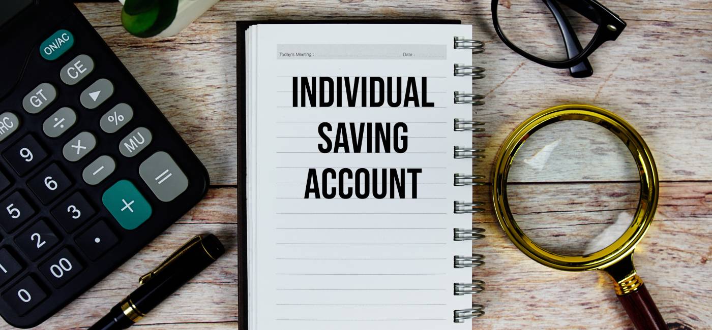 Individual Saving Account (ISA) text on notepad,