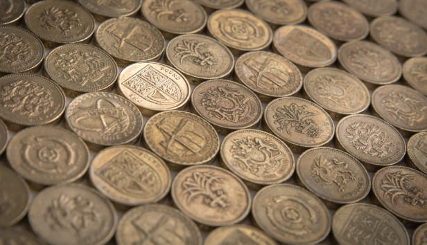 A layer of one pound coins