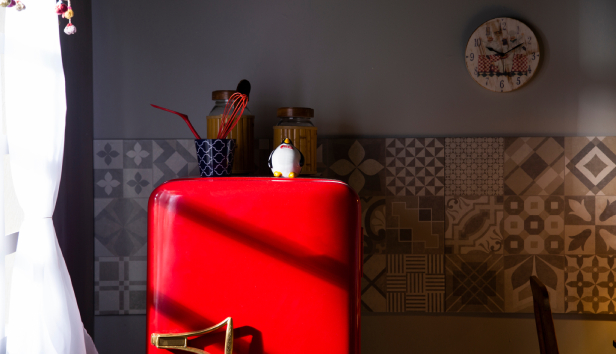 A red fridge