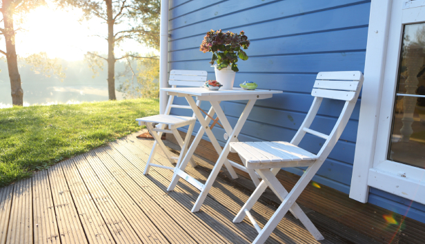 The sun shining on decking