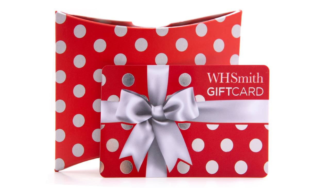 WHSmith red and white dotted gift card 
