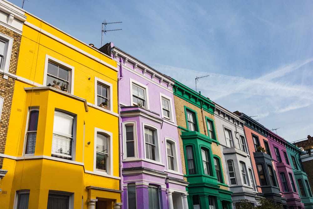 A row of colourful houses