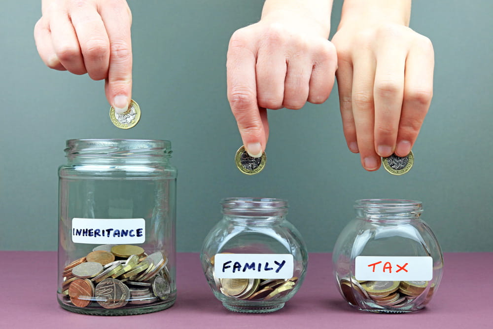 Glass savings jars with different labels