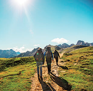 People walking up a mountain
