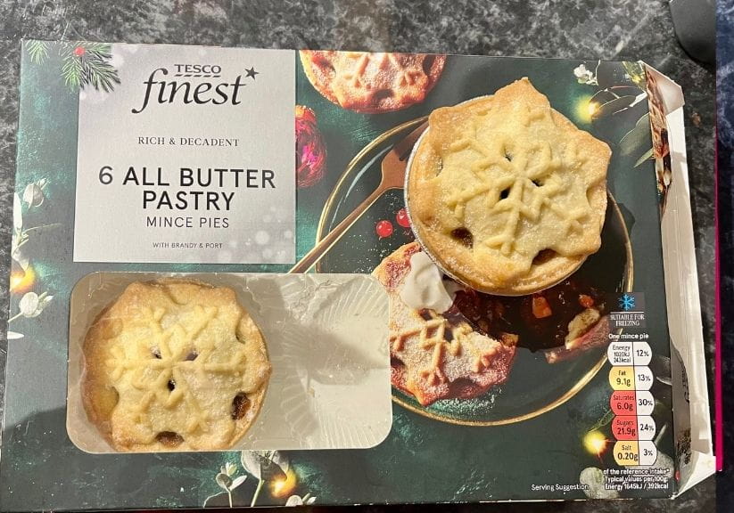 a box of Tescos Finest Mince Pies