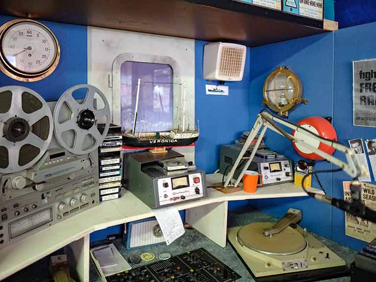 Radio Caroline Setup in the Motor Museum at Bourton-on-the-Water in Gloucestershire on March 24, 2017 (c) Philip Bird LRPS CPAGB / Shutterstock.com