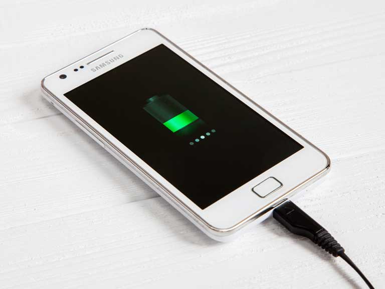 Mobile phone charging its battery